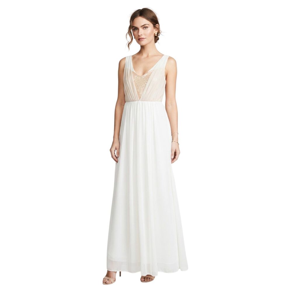 Mark & James Badgley Mischka Sequin Chiffon Gown Sz 2